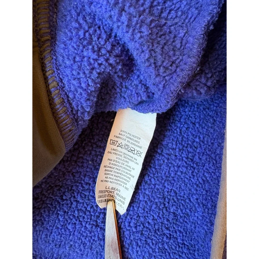 LL Bean Sweater Fleece Pullover Womens Medium Blue Snap Neck Jacket 292726